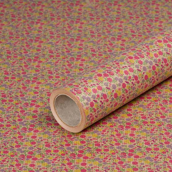 Carta Da Regalo Mille Fiori, Carta Per Compleanni, Carta Kraft, 0,70 X 10 M-image