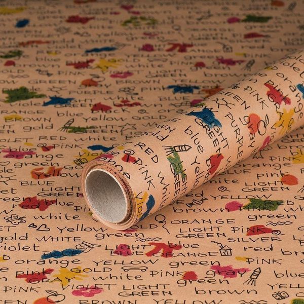 Carta Da Regalo Colori, Carta Kraft, Carta Per Compleanni, Liscia, 0,70 X 10 M-image