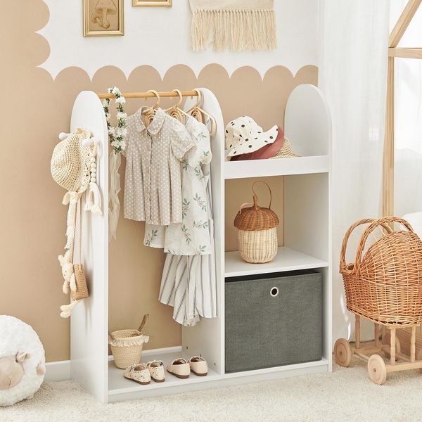 Sobuy Armadio Per Bambini Con 3 Ganci Armadio Per Bambini Armadio Per Bambini Camera Dei Bambini Armadi Per Bambini Con Scatole Appendiabiti Scaffale KMB40-W-image