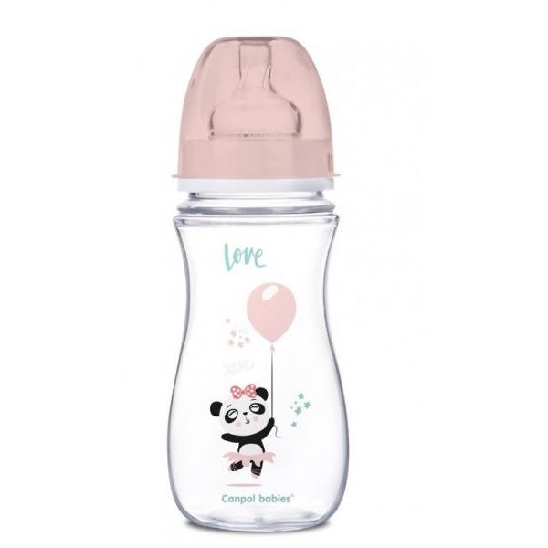 Canpol Babies Bottiglia A Bocca Larga, Animali Esotici, 300 Ml - Rosa-image