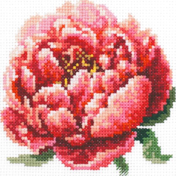 Magic Needle Zweigart Edition Kit Punto Croce "Red Peony"", Contato, Fai Da Te, 11X11Cm"-image
