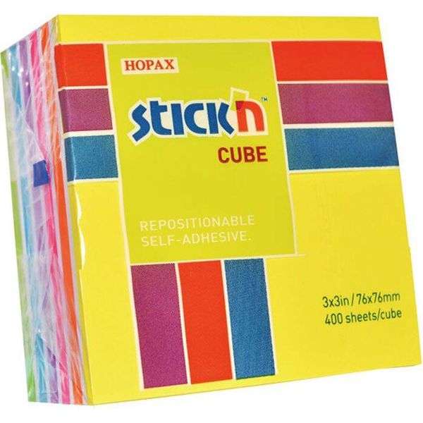 Blocco Autoadesivo Stick'n Hopax, 76X76 Mm, Cubo, Mix Di Tonalità Gialle, 400 Fogli-image