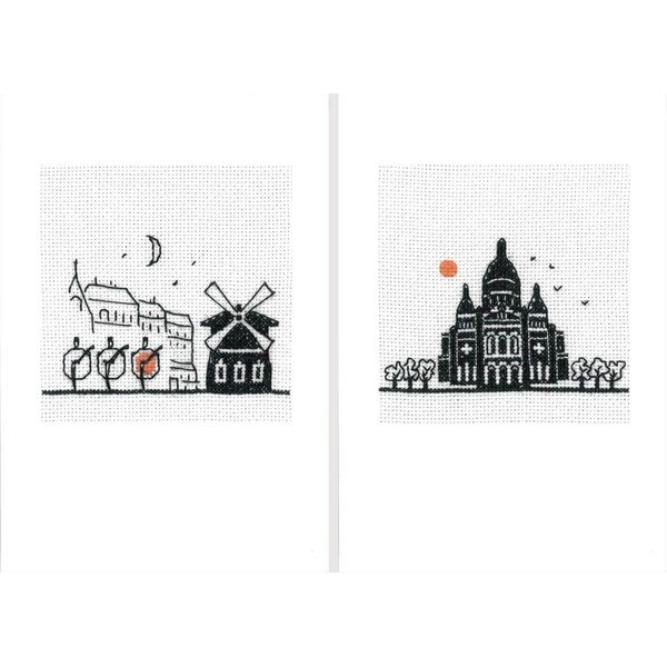 Le Bonheur Des Dames Biglietti D'auguri Set Di 2 Kit Punto Croce "Paris Moulin Rouge"", 10,5X15Cm"-image