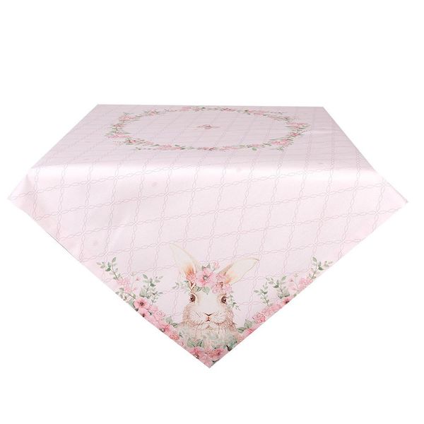 Tovaglia Clayre & Eef 100X100 Cm Rosa Cotone Coniglio-image