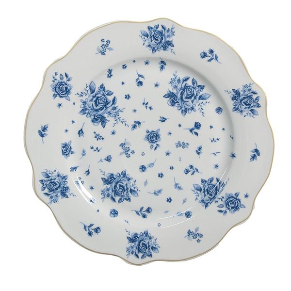 Piatto Da Colazione Clayre & Eef Ø 20 Cm Bianco Blu Porcellana Roses-image