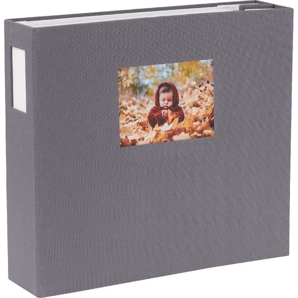 Hnfd Album Fotografico Lona Tela Grigia 1000 Foto 34,5X33 Cm 168 Pagine Bianche-image