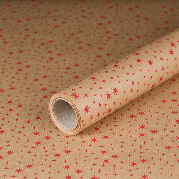 Carta Da Regalo Per Natale, Stelle, Rosso, 0,70 X 10 M - Carta Di Natale-image