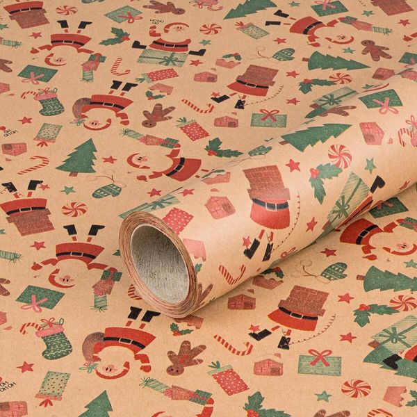 Carta Da Regalo Per Natale, Babbo Natale, Marrone, 0,70 X 10 M-image