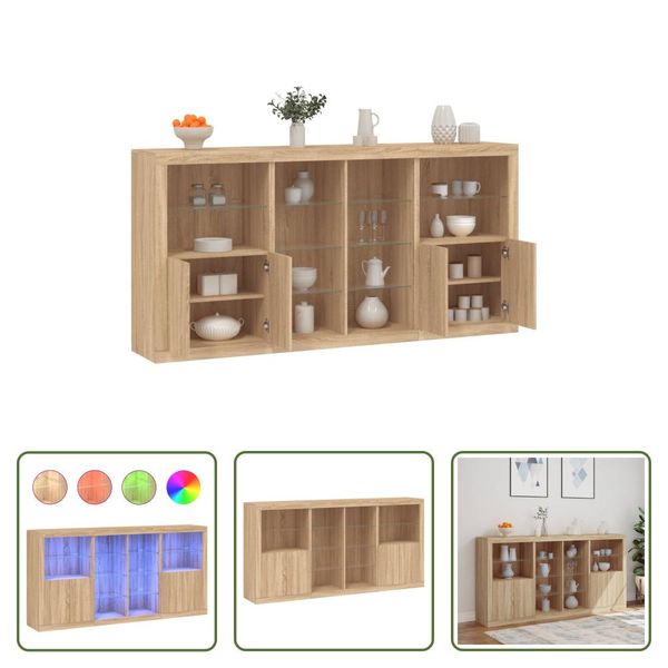 The Living Store Credenza Con Luci Led Rovere Sonoma 202X37X100 Cm-image