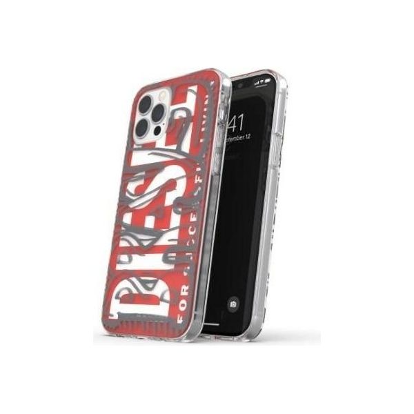 Diesel Custodia A Scatto Clear Aop Iphone 12 Promax Czerwono-Szary/Rosso-Grigio 42568-image