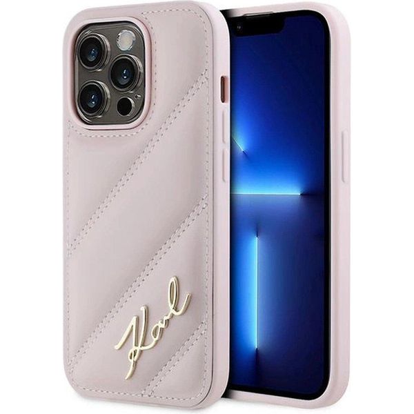 Karl Lagerfeld Klhcp14Xpqdsmgp Iphone 14 Pro Max 6.7 RóżOwy/Pink Hardcase Diagonal Quilted Script-image