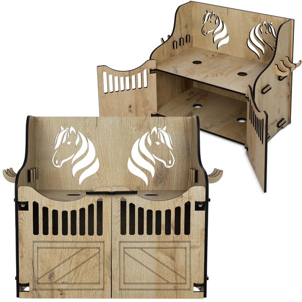 Hoofly Hobby Horse: Supporto Da Parete Per 2 Cavalli - Pratici Accessori Per Cavalli Con Porte, Spazio Di Archiviazione E Ganci-image