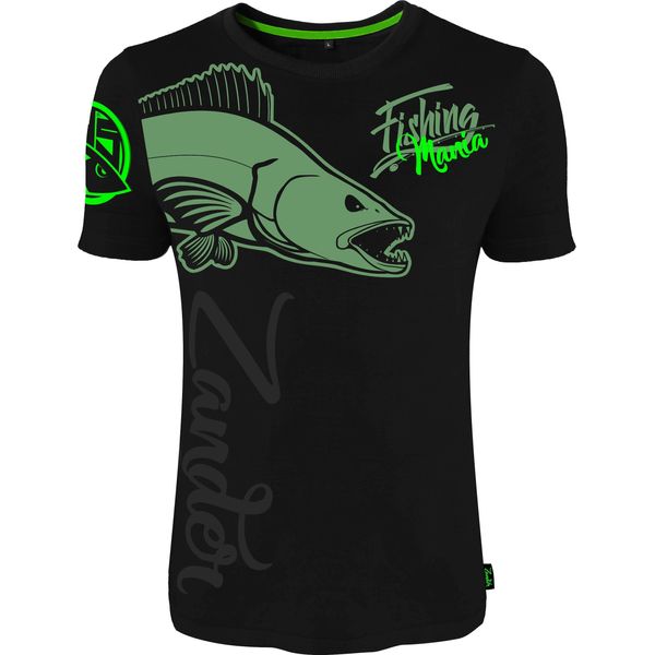 Hotspot Design Fishing Mania Zander, M, Nero-Verde, T-Shirt, 010000702-image