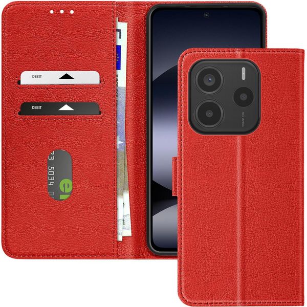 Avizar, Custodia In Pelle Finta Con Funzione Di Supporto Xiaomi Redmi Note 14 5G, Rosso-image