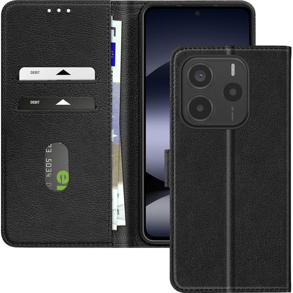 Avizar, Custodia In Pelle Finta Con Funzione Di Supporto Xiaomi Redmi Note 14 5G, Nero-image