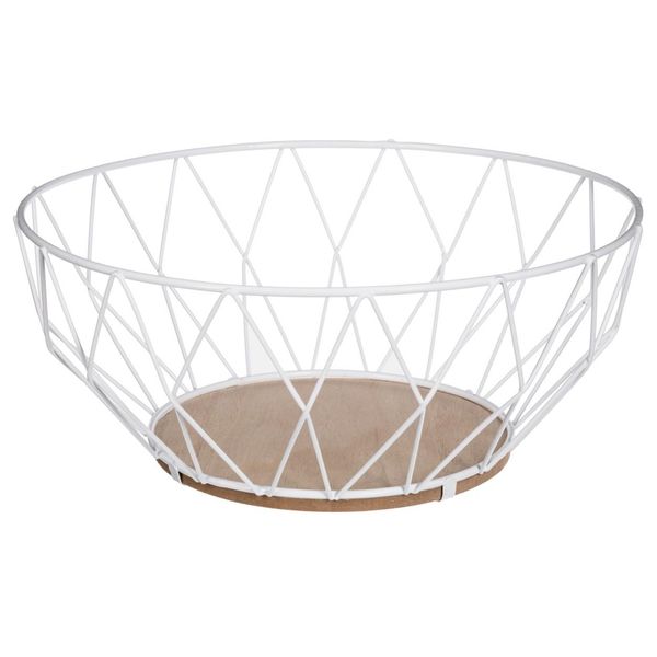 5Five Simply Smart Aufbewahrungskorb Losange, Obstkorb, Dekokorb, Metall, Mdf, Weiß, 28 Cm, 150039B-image