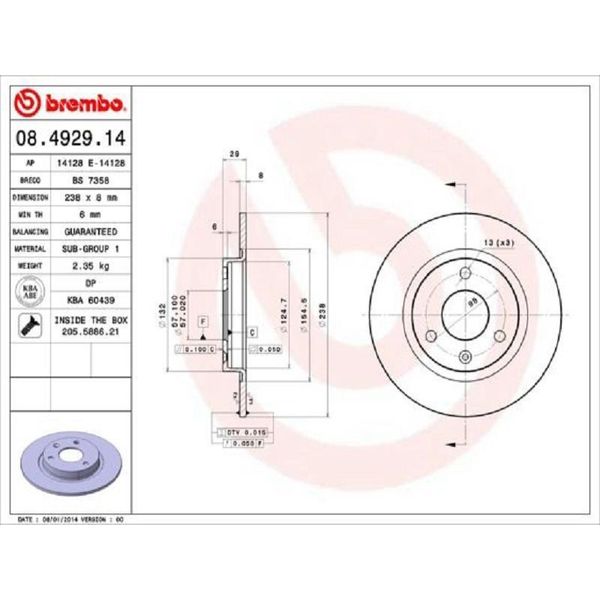 2X Brembo 08.4929.14 Disco Freno Asse Anteriore-image