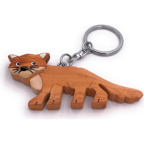 Onwomania Portachiavi In Legno Volpe Rossa Cane Selvatico Predatore Foresta Animale Ciondolo Fascino-image