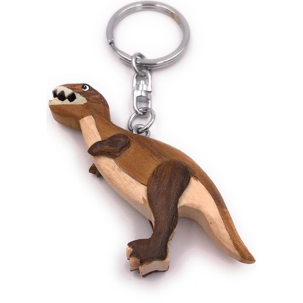Onwomania Portachiavi In Legno Dinosauro Dinosauro In Piedi Landlubber Storia Preistorica Ciondolo Fascino-image
