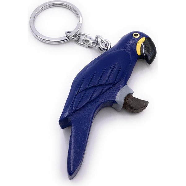 Onwomania Portachiavi In Legno Pappagallo Uccello Parrocchetto Allevamento Uccello Blu Ciondolo Fascino-image