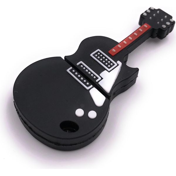 Onwomania Chitarra Nero Pvc Strumento Musica Divertente Chiavetta Usb 8 Gb Usb 2.0-image