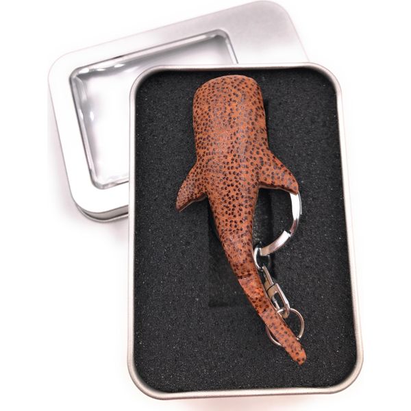 Portachiavi In Legno Balena Dell'oceano Balena Dentata Capodoglio Mammifero Marrone Ciondolo Marino In Confezione Regalo-image