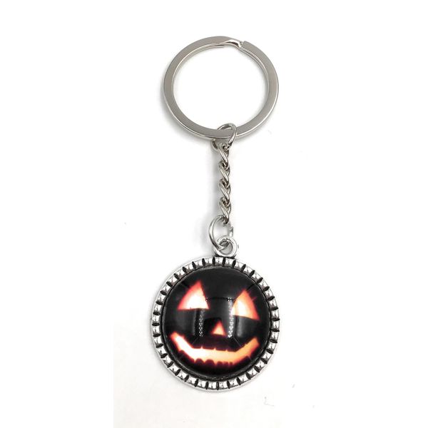 Onwomania Cerchio Portachiavi Con Fiori Zucca Halloween Metallo Ciondolo Fascino-image