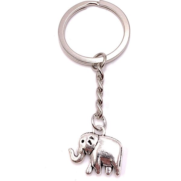 Onwomania Portachiavi Elefante Zoo Animale Africano Ciondolo Charm In Metallo Argento-image