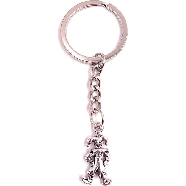 Onwomania Portachiavi Giullare Clown Divertente Uccello Ciondolo In Metallo Argento Charm-image