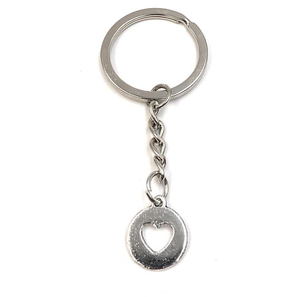 Onwomania Portachiavi Cuore In Cerchio Semplice Ciondolo In Metallo Argento-image