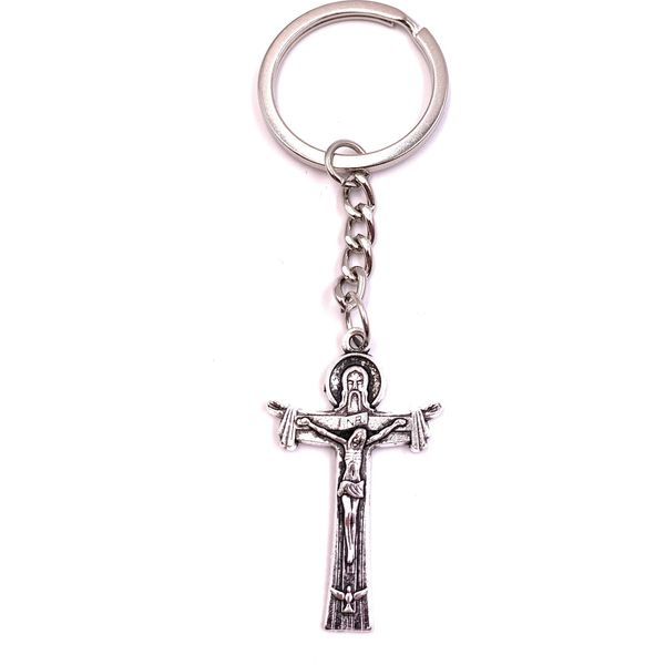 Onwomania Portachiavi Crocifisso Gesù Croce N.R. Argento Metallo Ciondolo Charm-image
