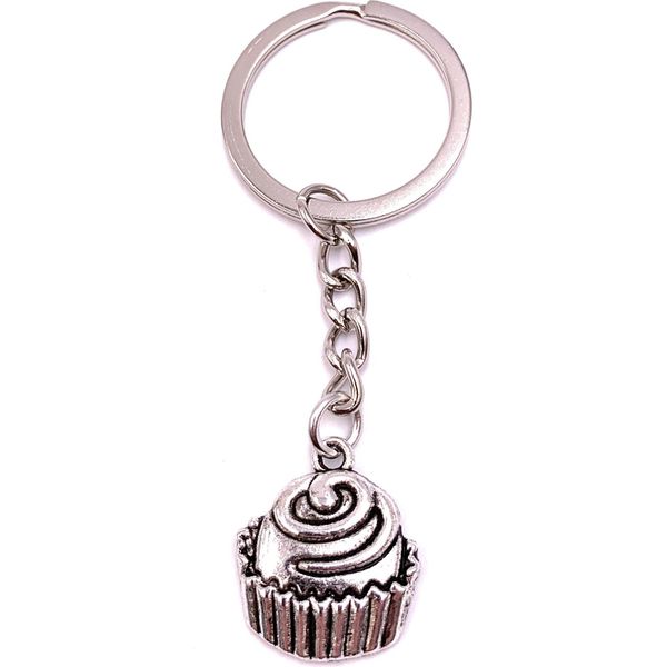 Onwomania Portachiavi Muffin Bagaglio Argento Metallo Ciondolo Charm-image