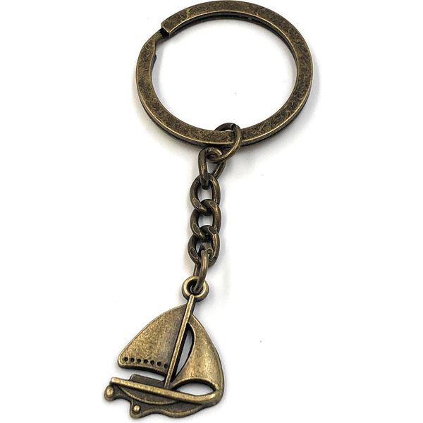 Onwomania Portachiavi Barca A Vela Nave A Vapore Ciondolo In Metallo Bronzo Charm-image