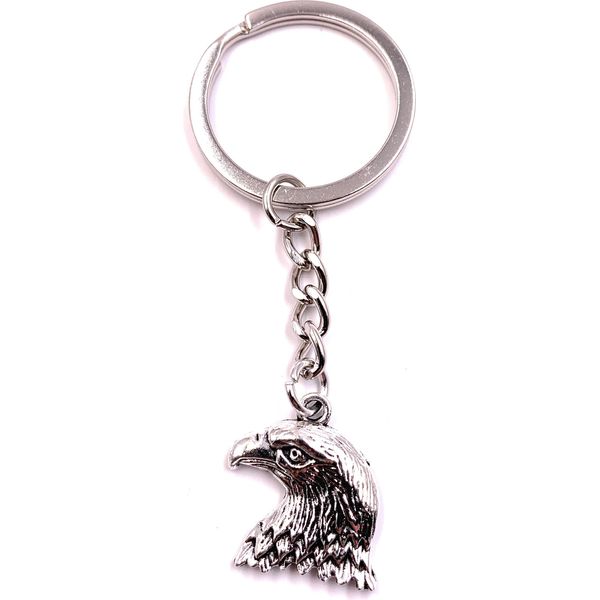 Onwomania Portachiavi Aquila Gufo Copia Argento Metallo Ciondolo Fascino-image