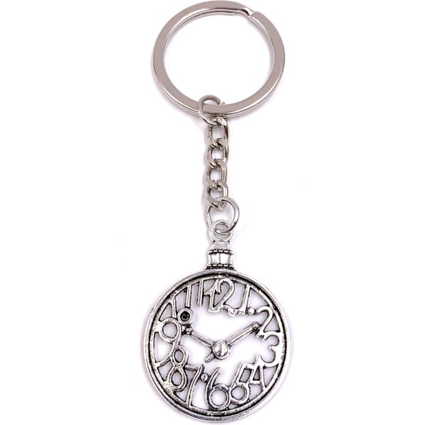 Onwomania Portachiavi Orologio Da Parete Fascino Ciondolo In Metallo Argento-image