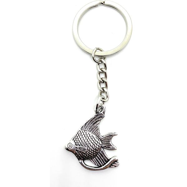 Onwomania Portachiavi Alto Pesce Acquario Argento Metallo Ciondolo Fascino-image