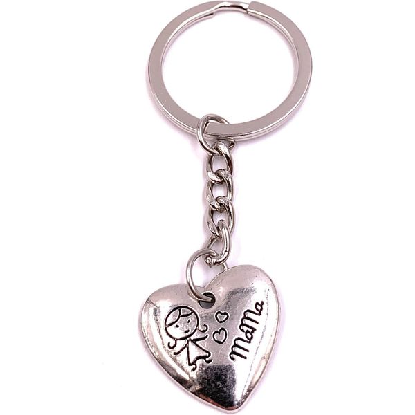 Onwomania Portachiavi Festa Della Mamma Cuore Mamma Amore Argento Metallo Ciondolo Charm-image