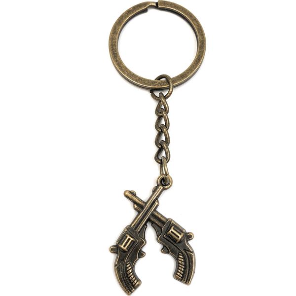 Onwomania Portachiavi Revolver Croce Bronzo Metallo Ciondolo Fascino-image