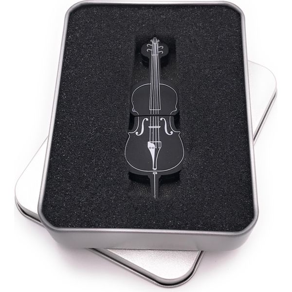 Onwomania Violino Violino Basso In Nero Chiavetta Usb In Confezione Regalo In Alluminio 8 Gb Usb 2.0-image