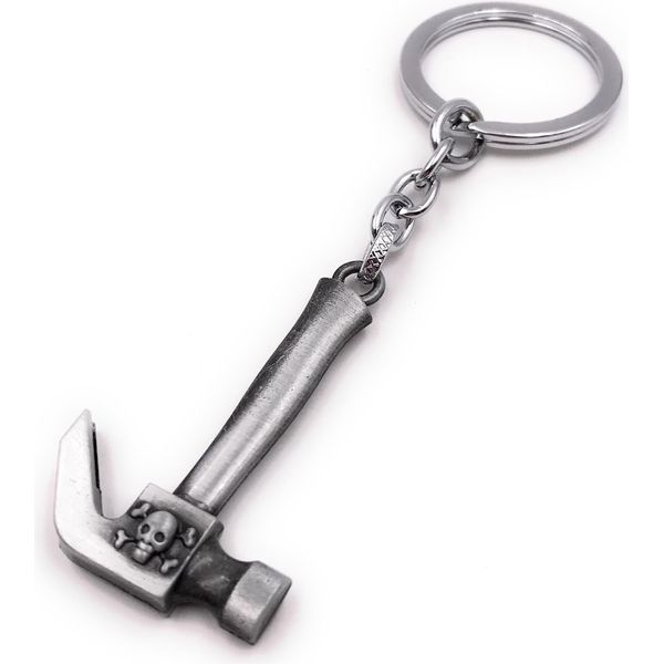 Onwomania Portachiavi Martello Con Teschio Strumento Argento Ciondolo Portachiavi-image