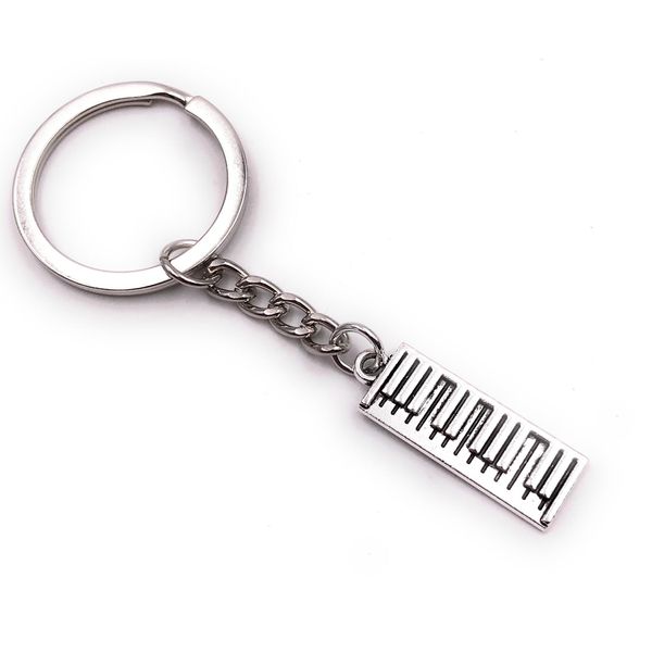 Onwomania Portachiavi Pianoforte Tastiera Strumento Musica Argento Ciondolo Portachiavi-image