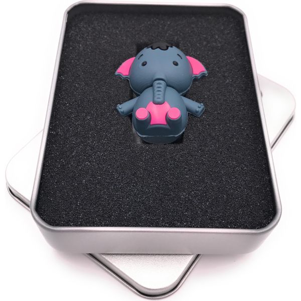 Onwomania Elephant Zoo Animal In Blue Chiavetta Usb In Confezione Regalo In Alluminio 64 Gb Usb 2.0-image