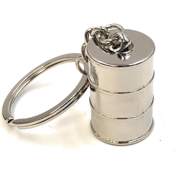 Onwomania Portachiavi Barile Olio Ciondolo In Metallo Argento Charm-image