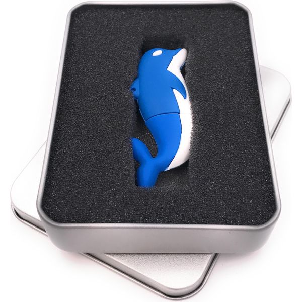Onwomania Delfino Pesce Oceano Animale In Blu Chiavetta Usb In Confezione Regalo In Alluminio 32 Gb Usb 2.0-image