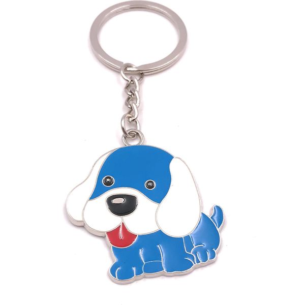 Onwomania Portachiavi Cane Animale Domestico A Quattro Zampe Amico Blu Carino Argento Ciondolo Portachiavi-image