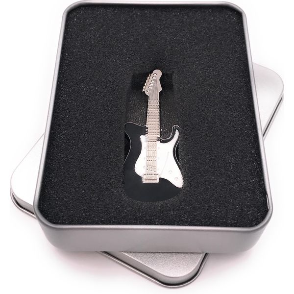Chitarra Elettrica Onwomania Strumento Per Chitarra In Metallo Nero Chiavetta Usb In Confezione Regalo In Alluminio 16 Gb Usb 2.0-image