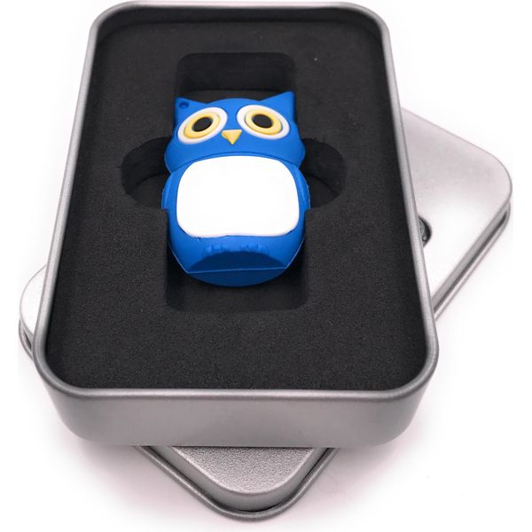 Onwomania Gufo Uccello In Blu Chiavetta Usb In Confezione Regalo In Alluminio 16 Gb Usb 2.0-image