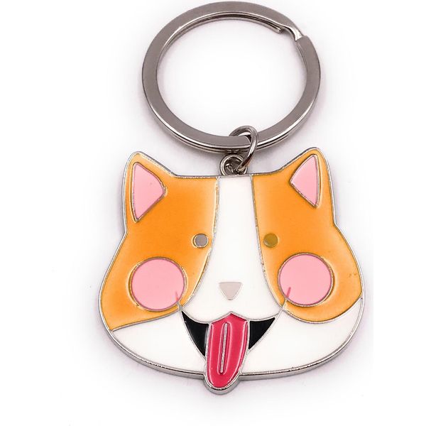 Onwomania Portachiavi Gatto Lingua Fuori Sfacciato Carino Argento Ciondolo Portachiavi-image