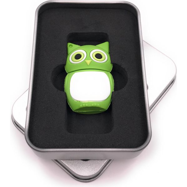 Onwomania Gufo Uccello In Verde Chiavetta Usb In Confezione Regalo In Alluminio 16 Gb Usb 3.0-image