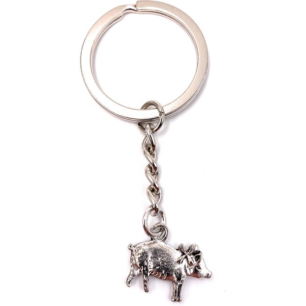 Onwomania Portachiavi Portachiavi In Metallo Argento Maiale Animale Della Fattoria Maiale Fortunato-image